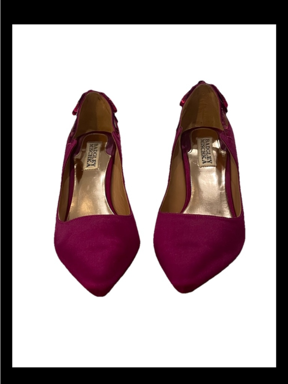 Badgley Mischka Magdat Satin Pointed-Toe Stiletto Pumps Sequin Bow Detail 7.5 - Picture 2 of 6